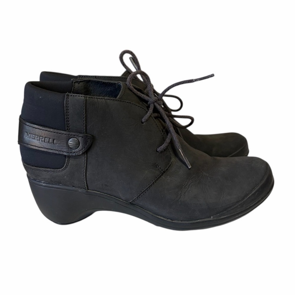 Merrell Veranda Leather Ankle Lace Up Bootie Black Women Size 7.5